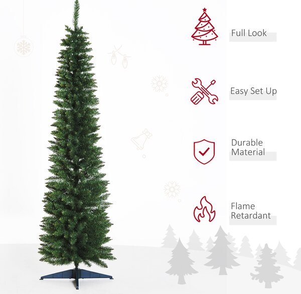 HOMCOM 2.1m Artificial Christmas Tree Pine Tree W/Plastic Stand-Green Aosom UK