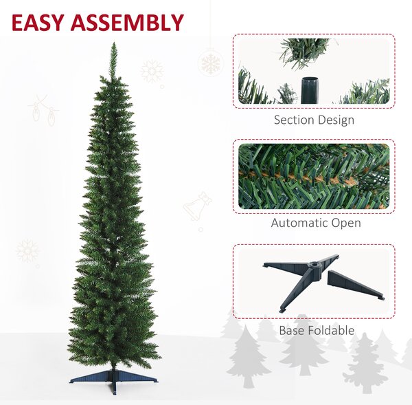 HOMCOM 2.1m Artificial Christmas Tree Pine Tree W/Plastic Stand-Green Aosom UK