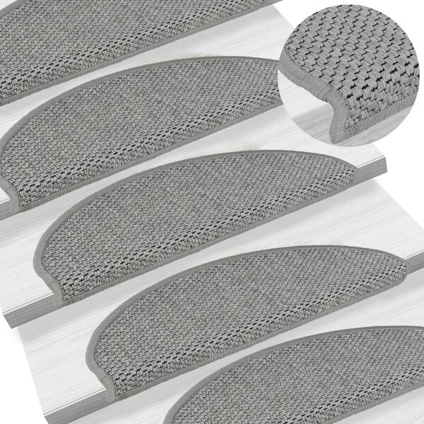 Stair Mats Self-adhesive Sisal-Look 15 pcs 65x21x4 cm Silver