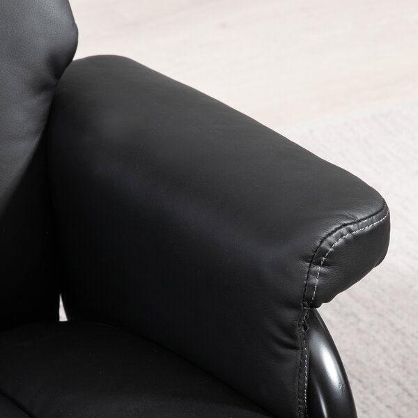 HOMCOM Swivel Recliner Chair with Footstool, PU Leather Recliner Armchair with Ottoman, Steel Base, Upholstered Reclining Chair for Living Room, Bedroom, Office, Black