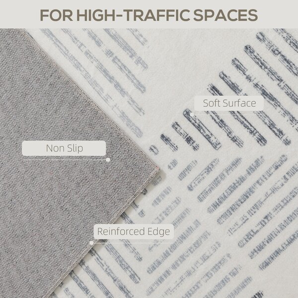 HOMCOM Modern Area Rug, Geometric Pattern Non-Slip Washable Rug, Soft Floor Carpet for Living Room, Bedroom, Dining Room, Home Office, 170 x 120 cm, Grey