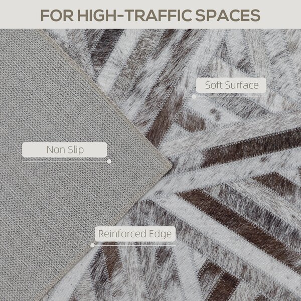 HOMCOM Modern Area Rug, Triangle Pattern Non-Slip Washable Rug, Chenille Floor Carpet for Living Room, Bedroom, Dining Room, Home Office, 230 x 160 cm, Brown