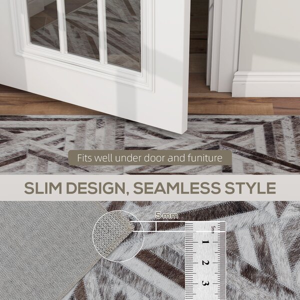 HOMCOM Modern Area Rug, Triangle Pattern Non-Slip Washable Rug, Chenille Floor Carpet for Living Room, Bedroom, Dining Room, Home Office, 230 x 160 cm, Brown