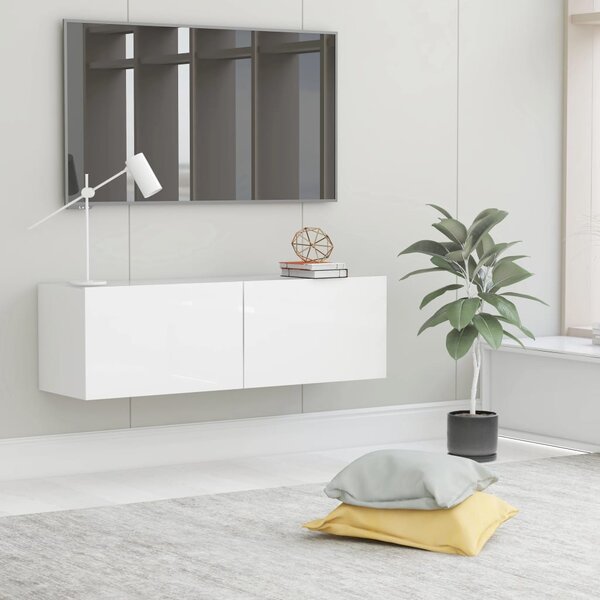 TV Cabinet High Gloss White 100x30x30 cm Engineered Wood