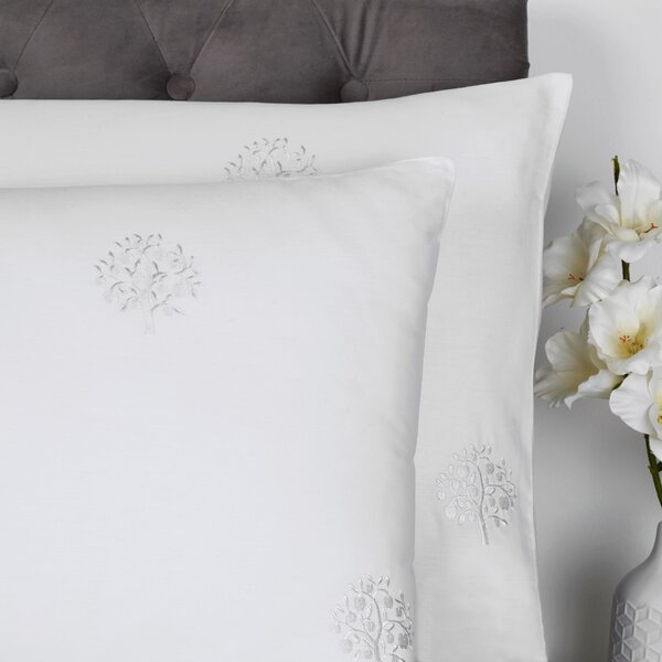 Appletree Boutique Embroidered Tree 200 Thread Count Cotton Duvet Cover and Pillowcase Set