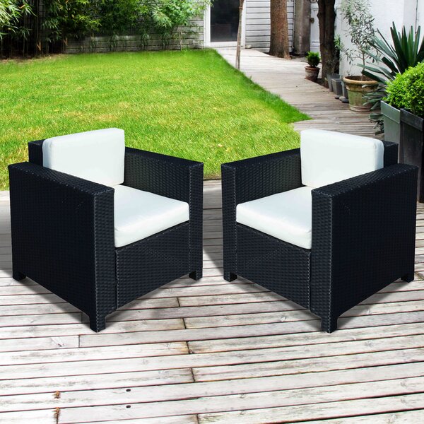 Outsunny 2 Pcs Rattan Single Armchairs-Black