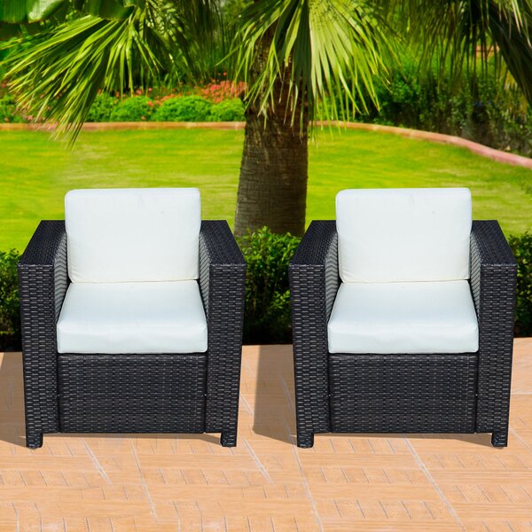Outsunny 2 Pcs Rattan Single Armchairs-Black