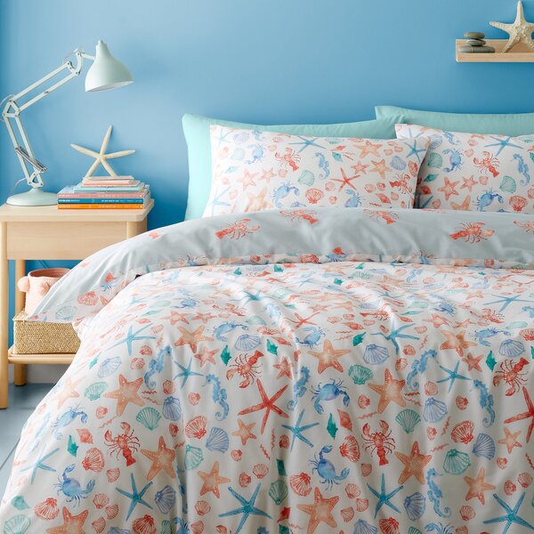 Fusion Coastal Bay Reversible Duvet Cover and Pillowcase Set