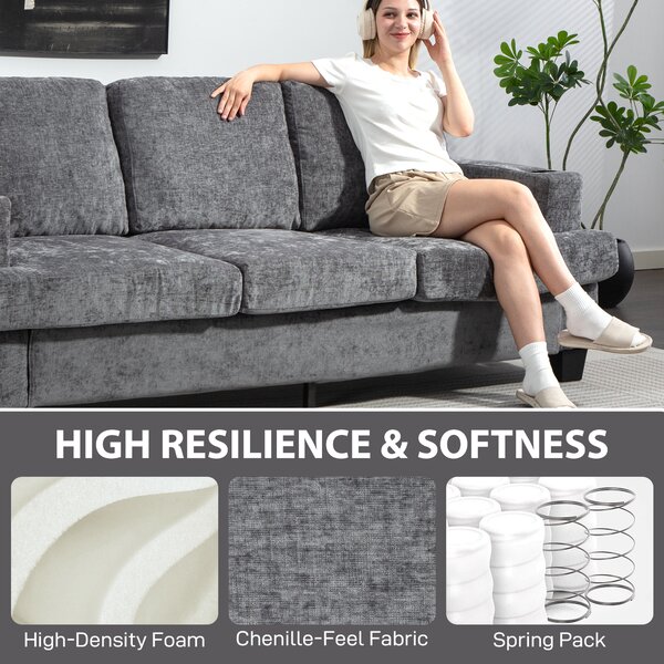 HOMCOM 3 Seater Sofa with USB Ports & Cup Holders - Grey