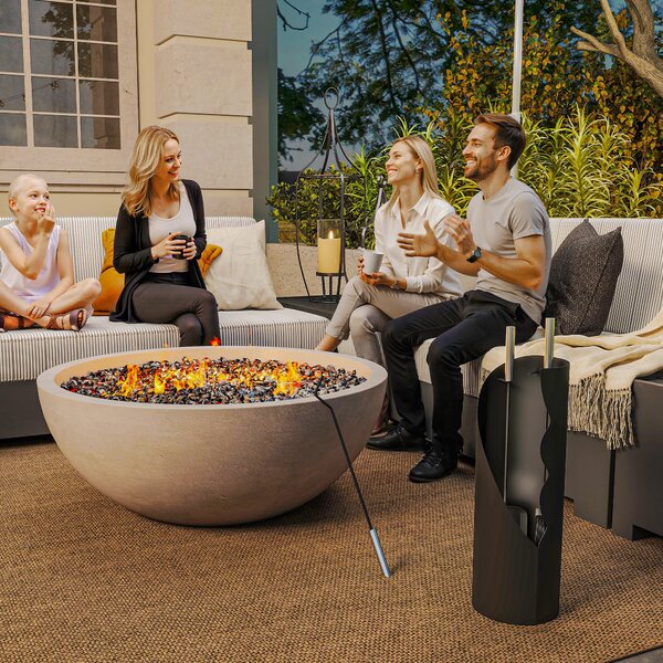 Outsunny 4 Pieces Fireplace Companion Set, Metal Fireplace Accessories Fireside Companion Set with Broom, Shovel, Poker and Bucket, Silver