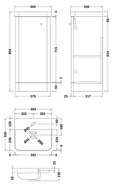 Core Floor Standing 1 Door Vanity Unit with Basin