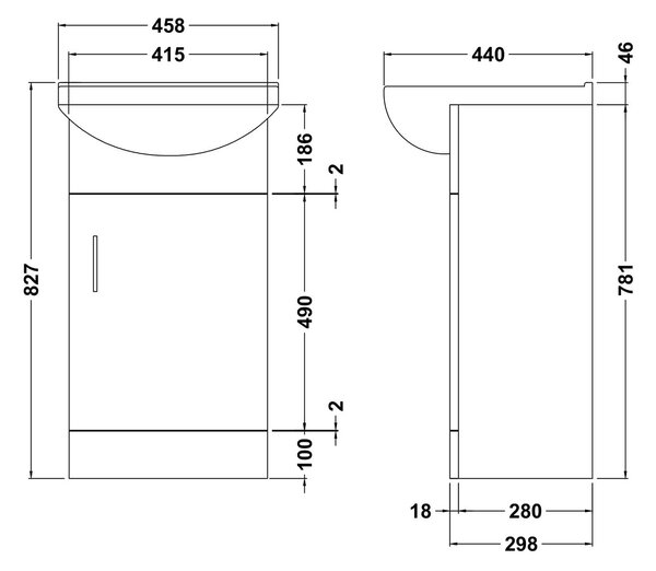 Mayford 1 Door Vanity Unit with Square Basin