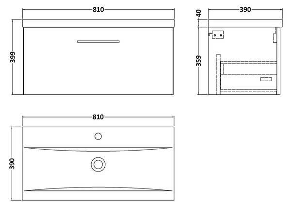 Arno Wall Mounted 1 Drawer Vanity Unit with Basin