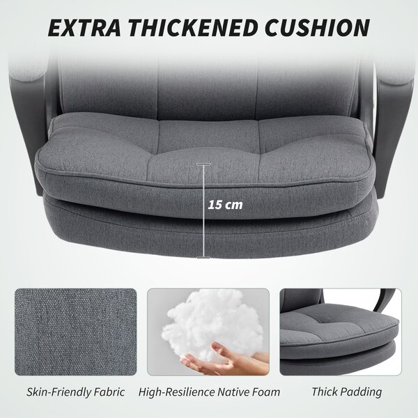HOMCOM Double Padded Linen-Look Office Chair - Charcoal Grey