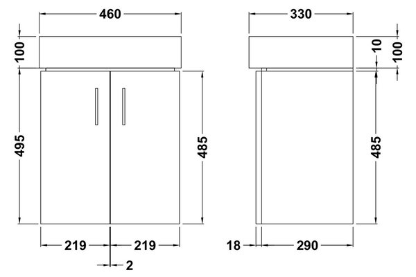 Mayford 3 Drawer 2 Door Wall Mounted Basin