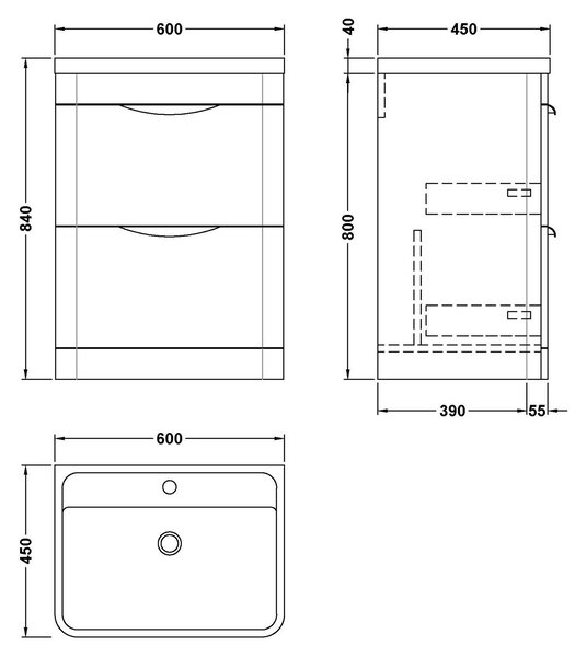 Parade Floor Standing Vanity Unit with Polymarble Basin