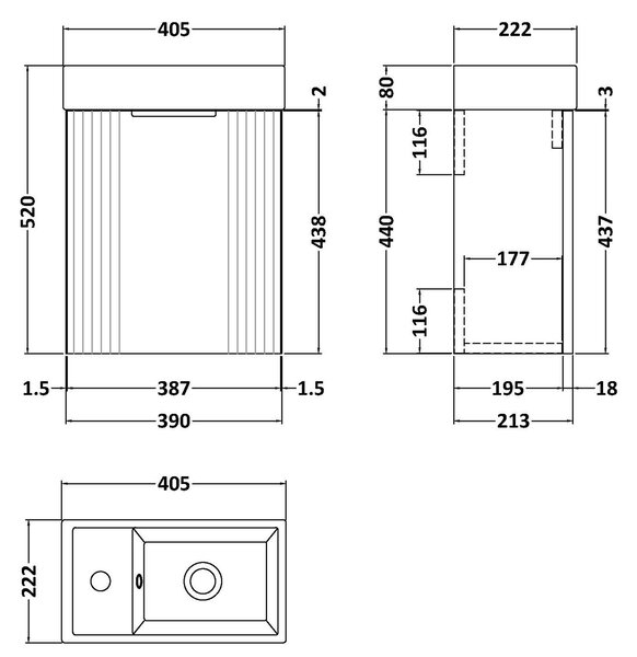 Deco Compact Wall Mounted Vanity Unit with Basin