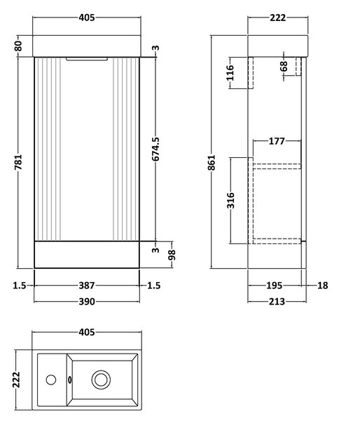 Deco Compact Floor Standing Vanity Unit with Basin