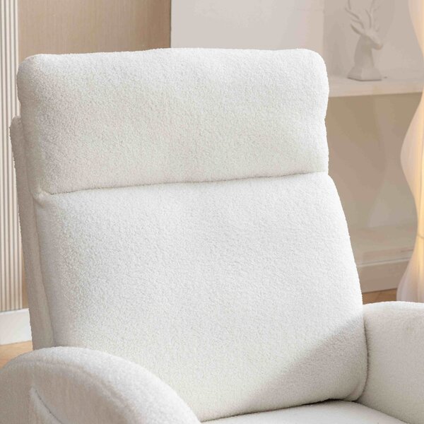 Modern Single Sofa Bed Chair with Solid Wood Legs and Soft Padded Seat, Upholstered Nursery Glider Rocker for Lounge Room & Bedroom, 88x71x104.5 cm, Beige Aosom UK