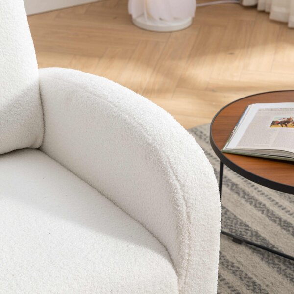Modern Single Sofa Bed Chair with Solid Wood Legs and Soft Padded Seat, Upholstered Nursery Glider Rocker for Lounge Room & Bedroom, 88x71x104.5 cm, Beige Aosom UK