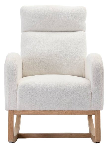 Modern Single Sofa Bed Chair with Solid Wood Legs and Soft Padded Seat, Upholstered Nursery Glider Rocker for Lounge Room & Bedroom, 88x71x104.5 cm, Beige Aosom UK