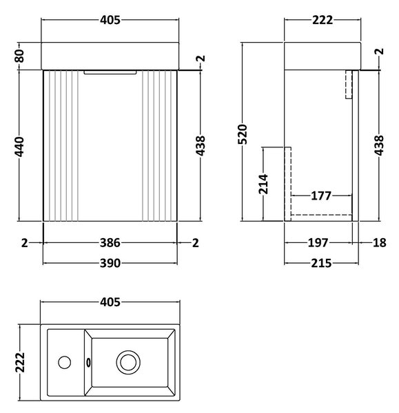 Deco Compact Wall Mounted Vanity Unit with Basin