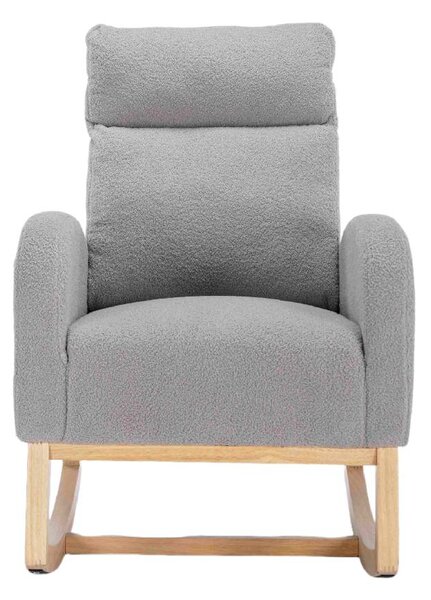 Modern Rocker with Solid Wood Legs and Padded Seat, Occasional Chairs for Nursery Room, Reading Room, Bedroom, 88x71x104.5 cm, Light Grey Aosom.UK