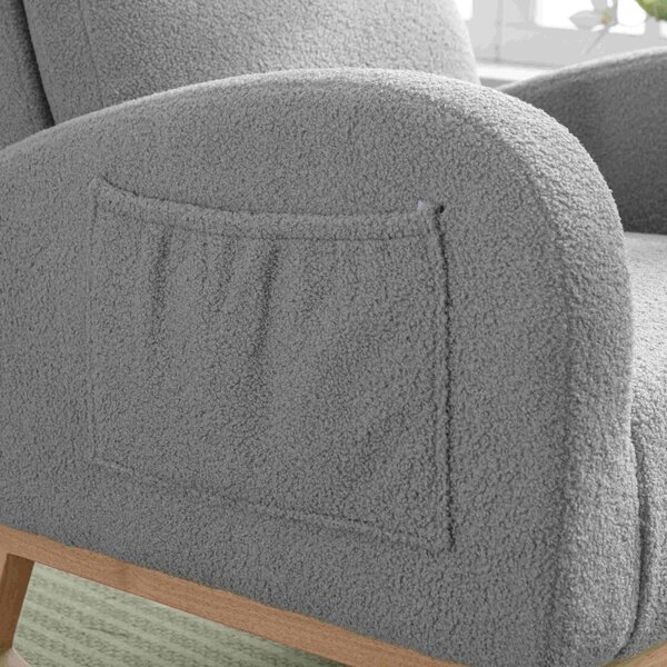 Modern Rocker with Solid Wood Legs and Padded Seat, Occasional Chairs for Nursery Room, Reading Room, Bedroom, 88x71x104.5 cm, Light Grey Aosom.UK