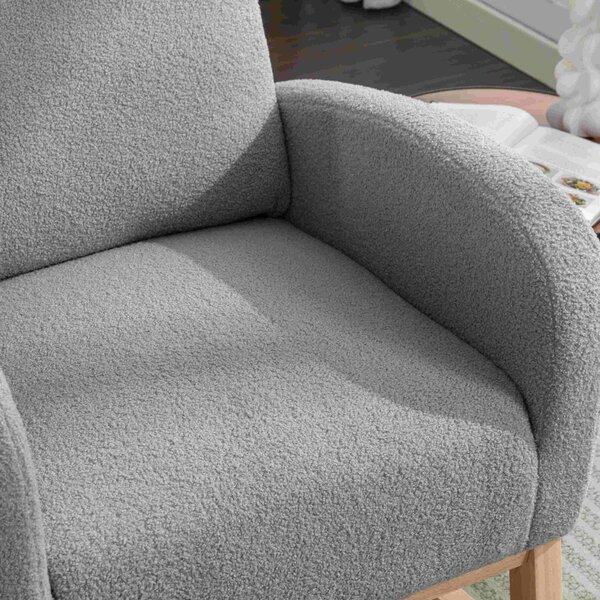 Modern Rocker with Solid Wood Legs and Padded Seat, Occasional Chairs for Nursery Room, Reading Room, Bedroom, 88x71x104.5 cm, Light Grey Aosom.UK