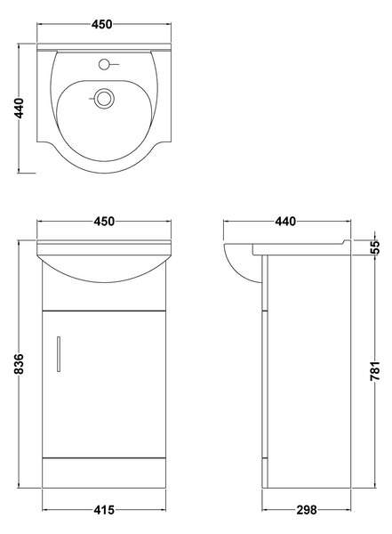 Mayford 1 Door Vanity Unit with Round Basin