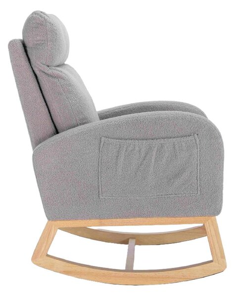 Modern Rocker with Solid Wood Legs and Padded Seat, Occasional Chairs for Nursery Room, Reading Room, Bedroom, 88x71x104.5 cm, Light Grey Aosom.UK