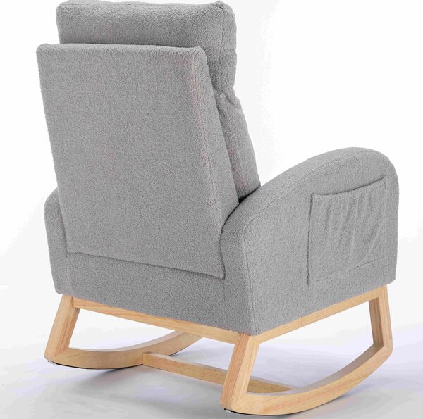 Modern Rocker with Solid Wood Legs and Padded Seat, Occasional Chairs for Nursery Room, Reading Room, Bedroom, 88x71x104.5 cm, Light Grey Aosom.UK