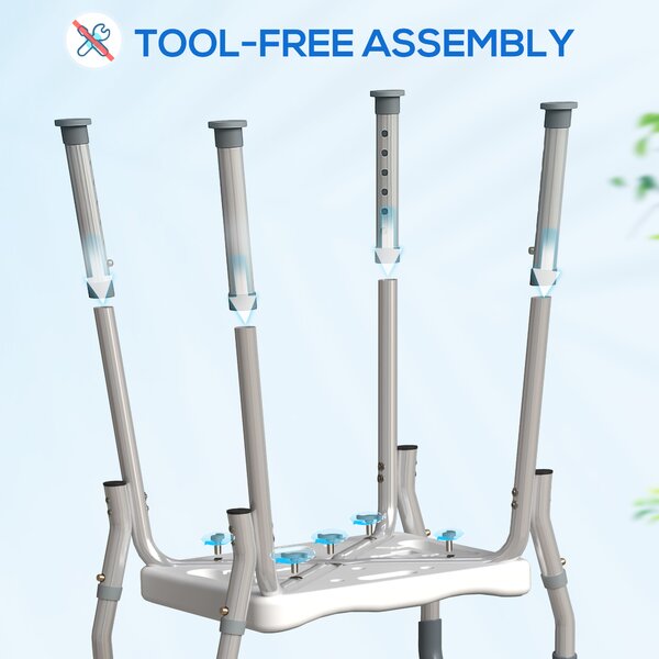 HOMCOM 57-69cm Aluminium Frame Bath Seat - Light Blue