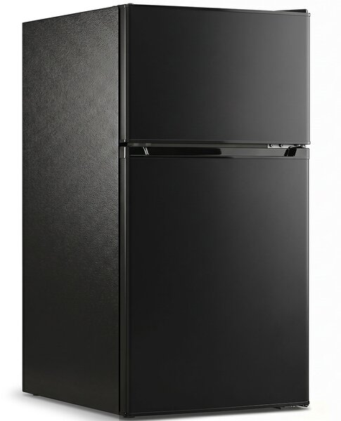 HOMCOM 88L Under Counter Fridge Freezer, Small Refrigerator with 5-Setting, 3 Star Freezer Rating, Black