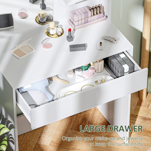 HOMCOM Dressing Table with Mirror and Storage - White