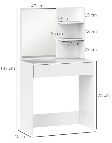 HOMCOM Dressing Table with Mirror and Storage - White