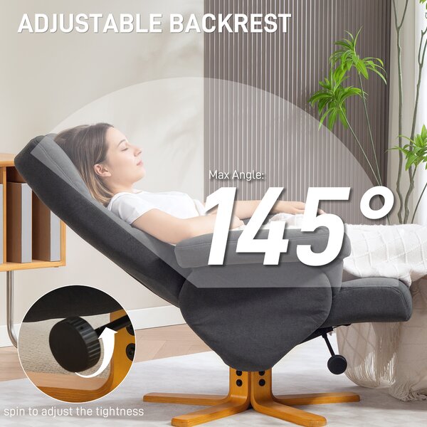 HOMCOM Linen-Look Recliner, with Storage Ottoman, Cat Scratch Resistant Material, Grey Aosom UK