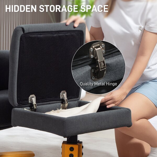 HOMCOM Linen-Look Recliner, with Storage Ottoman, Cat Scratch Resistant Material, Grey Aosom UK