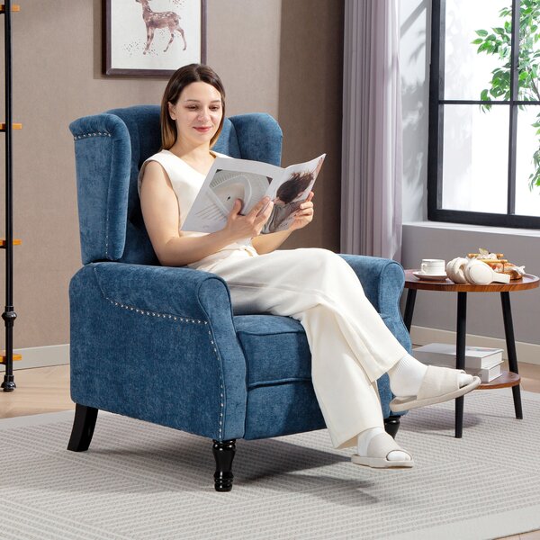 HOMCOM 150° Reclining Vintage Armchair, with footrest, Royal Blue