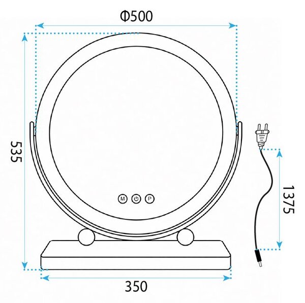Mirror LED MAKE-UP Black 50 cm