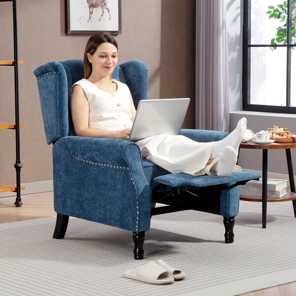 HOMCOM 150° Reclining Vintage Armchair, with footrest, Royal Blue