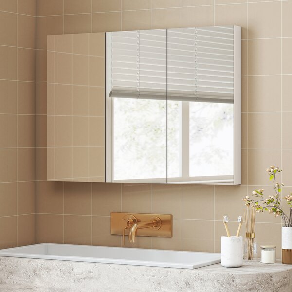 HOMCOM Three-Mirror Bathroom Storage Cabinet - White