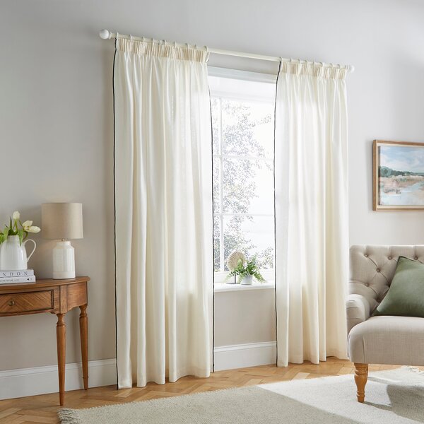 Contrast Edge Unlined Pencil Pleat Curtains