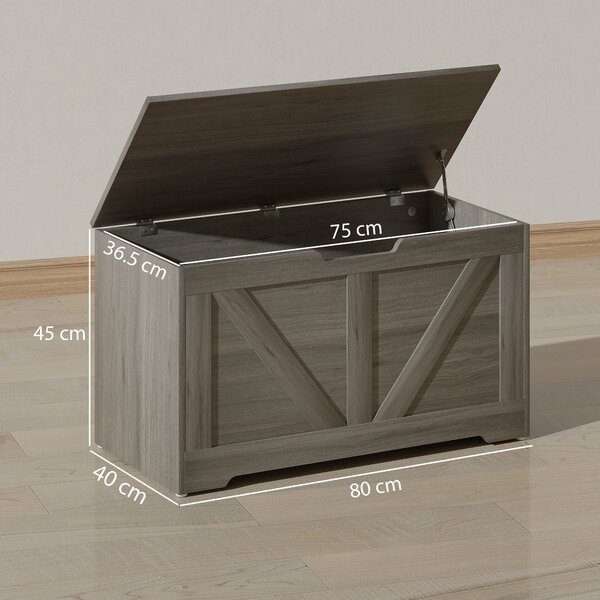 HOMCOM 100L Home Storage Box with Safety Hinges, Large Capacity for Organizing Clothes, Toys & Household Items, Charcoal Grey Aosom UK