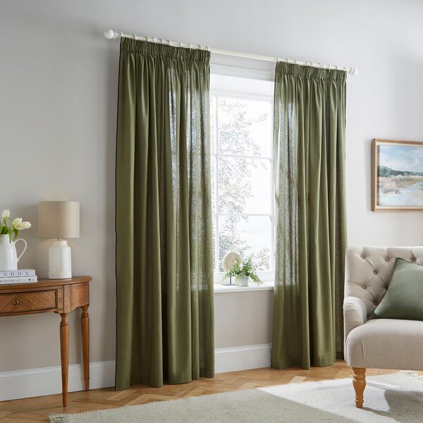 Contrast Edge Unlined Pencil Pleat Curtains