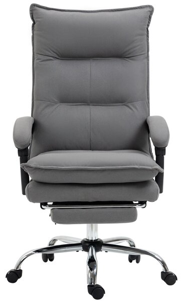 Vinsetto Microfibre Office Chair with Vibration Massage, Heat, Reclining Back, Footrest, Armrest, Double Padding, Grey