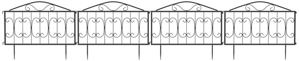 Outsunny Decorative Garden Fencing, 8PCs Outdoor Picket Fence Panels, Rustproof Metal Wire Landscape Flower Bed Border Edging Animal Barrier, Black