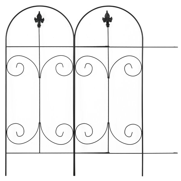 Outsunny Decorative Garden Fencing, 16PCs 44in x 25ft Outdoor Picket Fence Panels, Rustproof Metal Wire Landscape Flower Bed Border Edging, Black