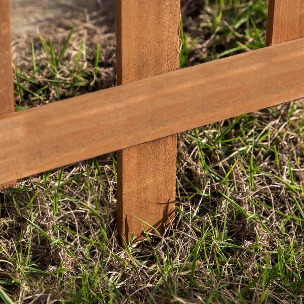 Outsunny Pack of 24 Wooden Border Fences, Garden Fixed Picket Fence for Lawn Edging, Flowerbed, 60L x 1D x 34H cm, Brown