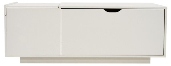Lift Up Coffee Table with Hydraulic Mechanism, Hidden Storage, Wooden Tea Table with Sliding Door and Drawer, 117L x 65W x 43H cm, White Aosom UK